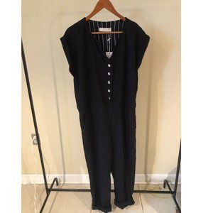 Annie50 Black Button-Front Jumpsuit, Size L